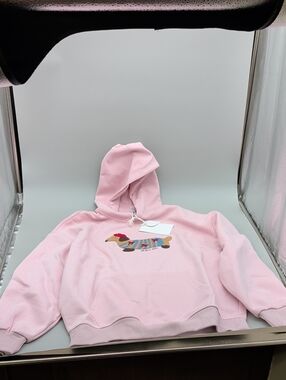 Aelfric Eden Pink Cartoon Dachshund Embroidered Hoodie NWT Streetwear Size S